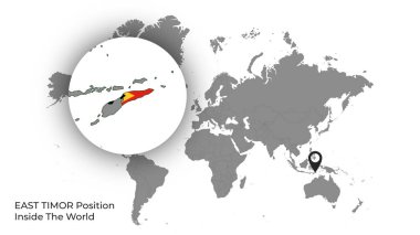 Doğu TiMOR Konumu Haritada Bayrak Var