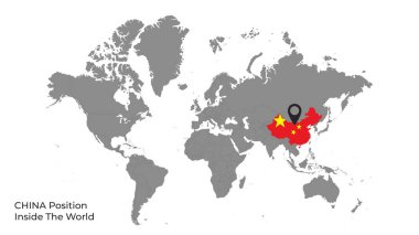 Dünyanın İçindeki Çin Konumu Haritada Bayrak Var