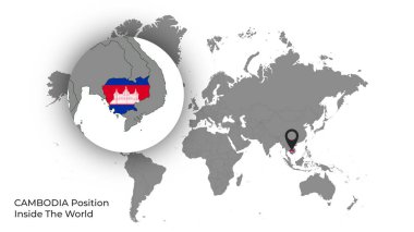 CAMBODIA Haritada Bayrakla Dünya İçinde Konum