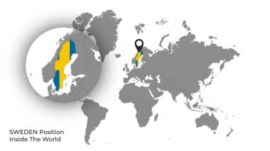 Haritada Bayrakla Dünya İçinde SwEDEN Konumu