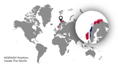 Haritada Bayrakla Dünya İçinde NORway Konumu