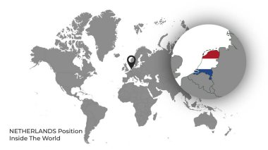 NETHERLANDS Haritada Bayrakla Dünya İçinde Konum