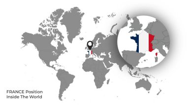 FRANCE Haritada Bayrakla Dünya İçinde Konum