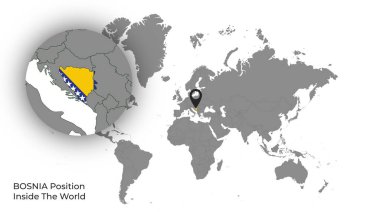 BOSNIA Haritada Bayrakla Dünya İçinde Konum