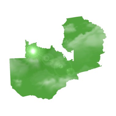 Map of ZAMBIA with Beautiful Sun and Clouds in Body clipart