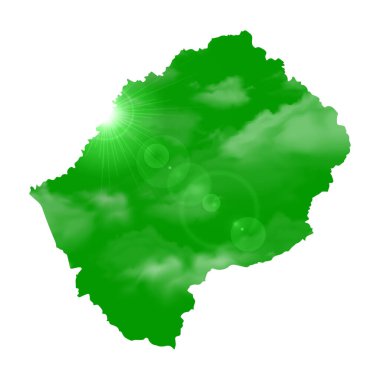 Map of LESOTHO with Beautiful Sun and Clouds in Body clipart