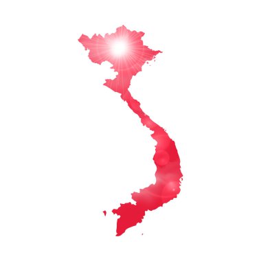 Map of VIETNAM with Beautiful Sun and Clouds in Body clipart