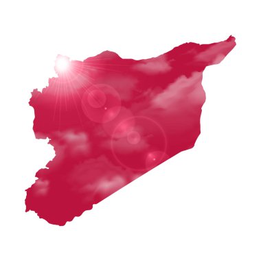 Vücutta Güzel Güneş ve Bulutlu SYRIA Haritası