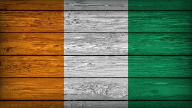 The flag of IVORY COAST painted on a wooden table with Original Colors clipart