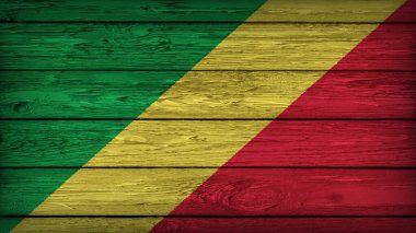 The flag of CONGO painted on a wooden table with Original Colors clipart