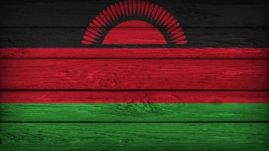 The flag of MALAWI painted on a wooden table with Original Colors clipart