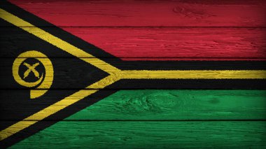 The flag of VANUATU painted on a wooden table with Original Colors clipart