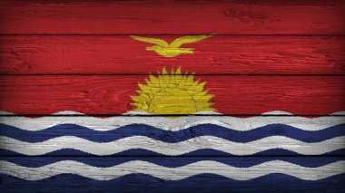 The flag of KIRIBATI painted on a wooden table with Original Colors clipart