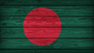 The flag of BANGLADESH painted on a wooden table with Original Colors clipart