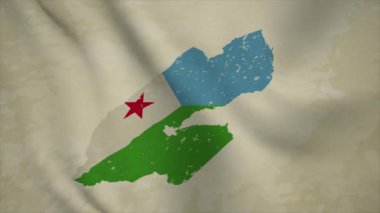 Eski Arkaplanda Bayraklı Dalgalı DJIBOUTI Haritası