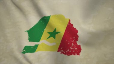 SENEGAL 'in Dalgalı Haritası Bayraklı Vintage Arkaplanda İzole Edilmiş