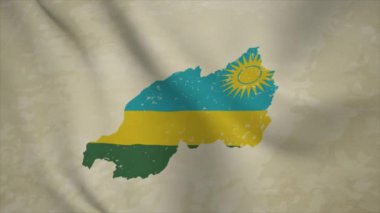 Rwanda 'nın Dalgalı Haritası Bayraklı Vintage Arkaplanda İzole Edilmiş