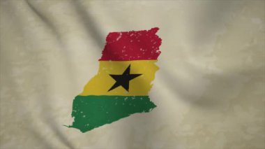 GHANA 'nın Dalgalı Haritası Bayraklı Vintage Arkaplanda İzole Edilmiş