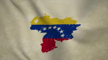 VENEZUELA 'nın Dalgalı Haritası Bayraklı Vintage Arkaplanda İzole Edilmiş