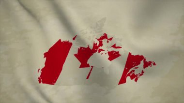CANADA 'nın Dalgalı Haritası Bayraklı Vintage Arkaplanda İzole Edilmiş