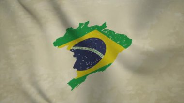 BRAZIL 'in Dalgalı Haritası Eski Arkaplanda İzole Edilmiş Bedende Bayrak
