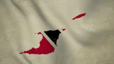 TRINIDAD ve TOBAGO 'nun Dalgalı Haritası Eski Arkaplanda İzole Edilmiş Bayrakla