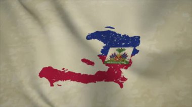 Bayraklı HAITI 'nin Dalgalı Haritası Vintage Arkaplanda İzole Edildi