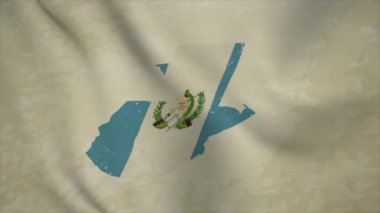 GATEMALA 'nın Dalgalı Haritası Bayraklı Vintage Arkaplanda İzole Edilmiş