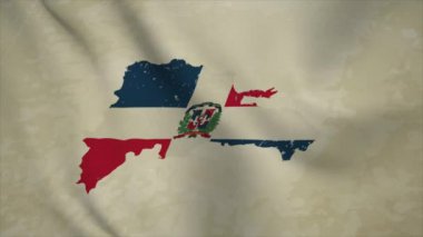 DOMINICAN REPUBLIC 'in Dalgalı Haritası Eski Arkaplanda İzole Edilmiş Vücutta Bayrak