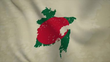 BANGLADESH 'in Dalgalı Haritası Eski Arkaplanda İzole Edilmiş Bayrakla