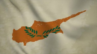 Eski Arkaplanda Bayraklı Dalgalı CYPRUS Haritası
