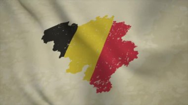 BELGIUM 'un Dalgalı Haritası Biçimlendirilmiş Bayraklı Eski Arkaplanda