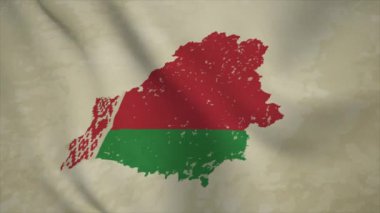 BELARUS 'un Dalgalı Haritası Biçimlendirilmiş Bayraklı Vintage Arkaplanda