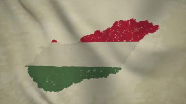 Bayraklı HUNGARY 'ın Dalgalı Haritası Vintage Arkaplanda İzole Edildi