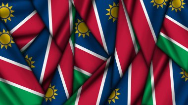 Birbirinin Üzerine Yığılmış NAMIBIA Bayrakları