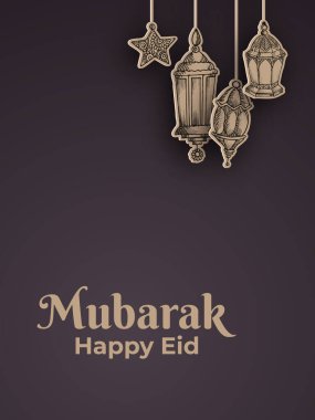 Eid Mubarak Greeting Islamic Illustration Background clipart