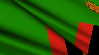 İki Dalgalı Bayraklı ZAMBIA 'nın Ulusal Arkaplanı