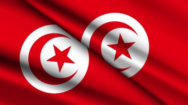 National Background of Tunisia Featuring Two Wavy Flags clipart