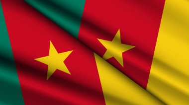 CAMEROON 'un Ulusal Arkaplanı İki Dalgalı Bayraklar