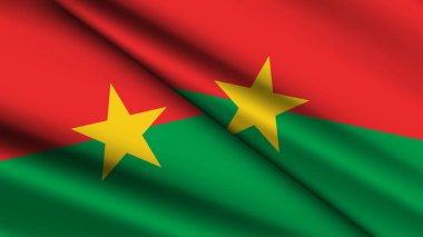 BURKINA FASSO Ulusal Arkaplanda İki Dalgalı Bayraklar