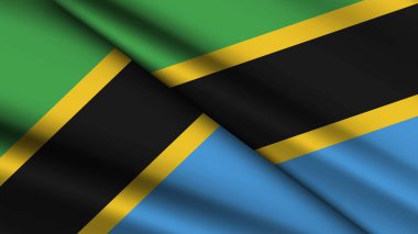 İki Dalgalı Bayraklı TANZANIA 'nın Ulusal Arkaplanı