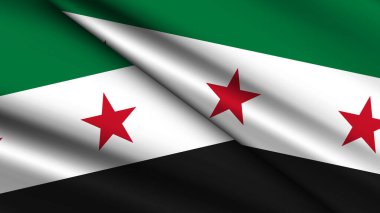 SyRIA 'nın Ulusal Arkaplanı İki Dalgalı Bayraklar