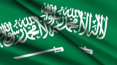 SAUDI ARABIA 'nın Ulusal Arkaplanı İki Dalgalı Bayrak