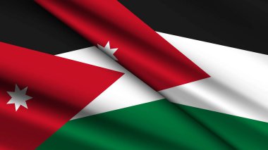JORDAN 'ın Ulusal Arkaplanda İki Dalgalı Bayrak