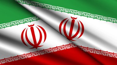 İRAN 'ın Ulusal Arkaplanda İki Dalgalı Bayrak