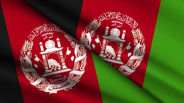 AFGHANISTAN 'ın Ulusal Arkaplanda İki Dalgalı Bayrak