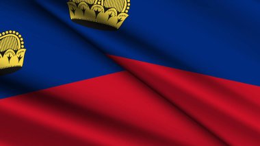 LIECHTENSTEIN 'in Ulusal Arkaplanda İki Dalgalı Bayraklar