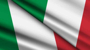 İki Dalgalı Bayraklı İTALYA Ulusal Arkaplanı