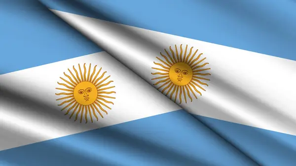 ARGENTINA 'nın Ulusal Arkaplanında İki Dalgalı Bayrak