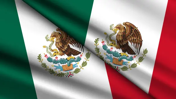 MEXICO 'nun Ulusal Arkaplanda İki Dalgalı Bayrak